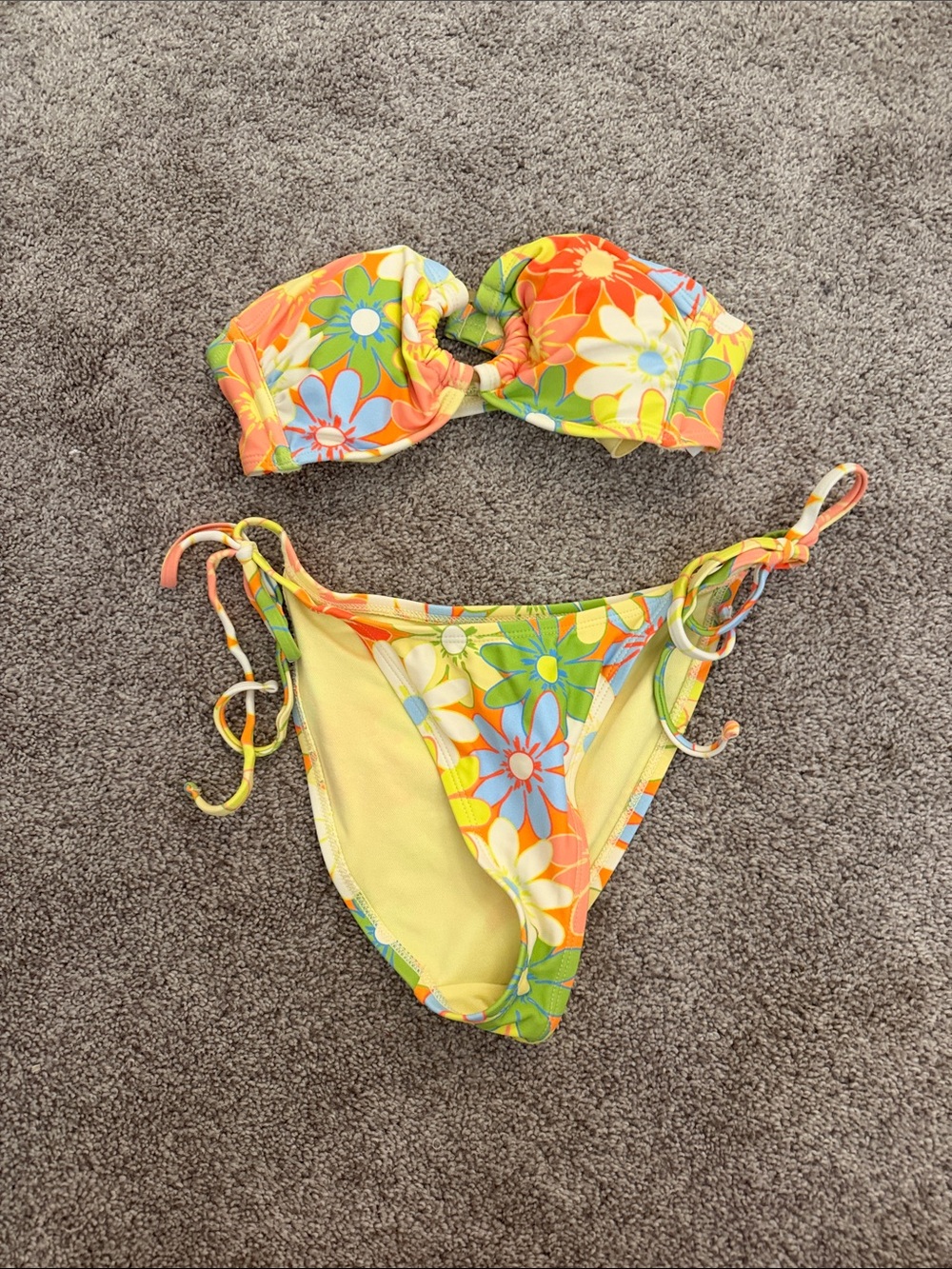 wild fable Yellow Floral Bandeau Bikini with Multicolor Daisies